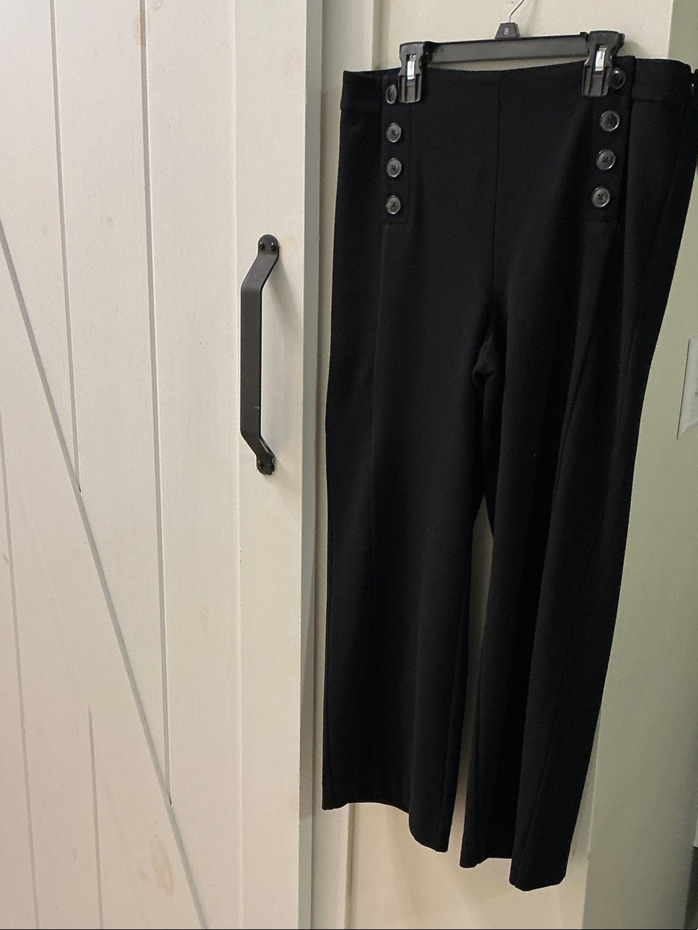 Ann Taylor Factory Black Wide-Leg Pants with Button Detail
